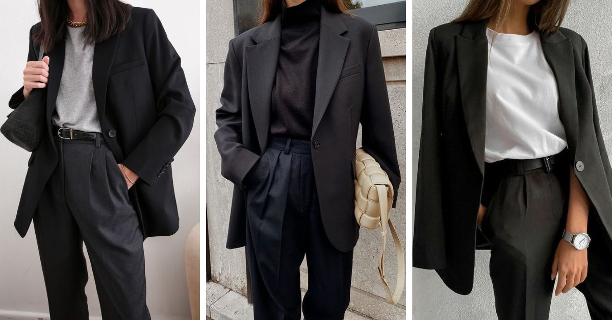 phối đồ với áo blazer đen nữ